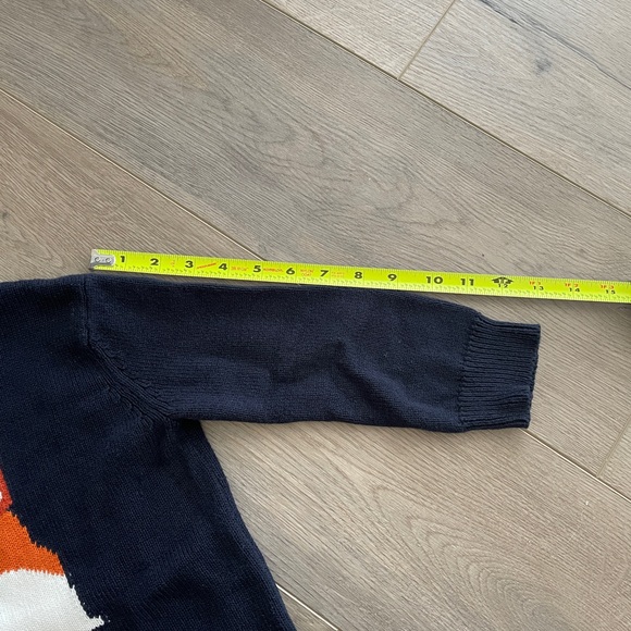 CAT AND JACK Blue Orange Fox Knit Sweater Toddler Boy Size 4T Color Block Cotton - Picture 7 of 7